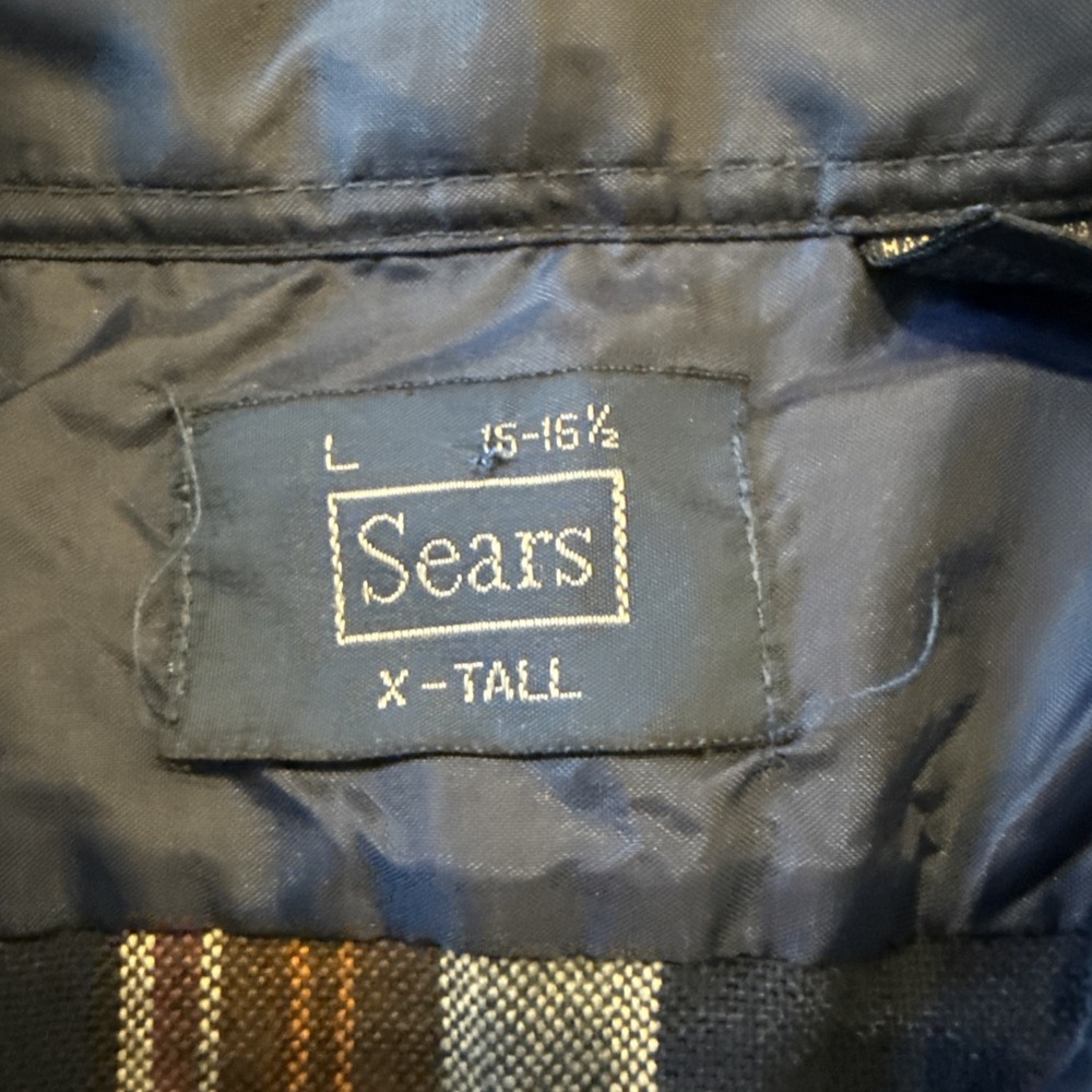 Vintage Sears X-Tall Plaid Flannel Shirt Mens Large 16-16.5 Western  Acrylic - Picture 3 of 10